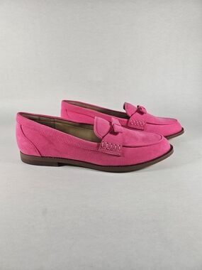 NWOT J. Crew Hot Pink Suede Loafers for Women - Stylish Slip-On Flats With Bows